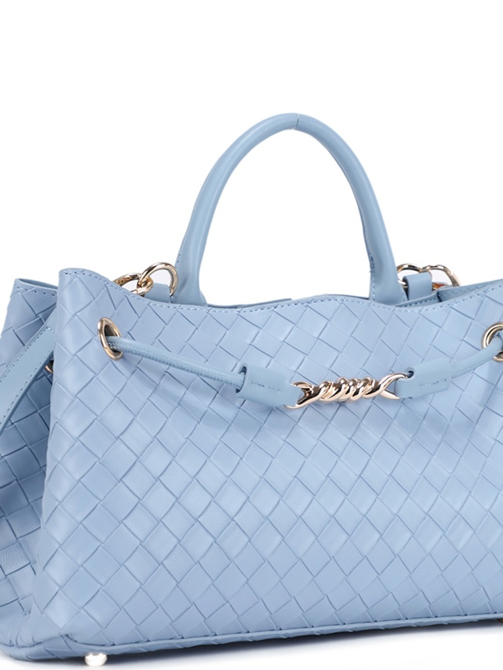 Woven Satchel Crossbody Bag in Light Blue